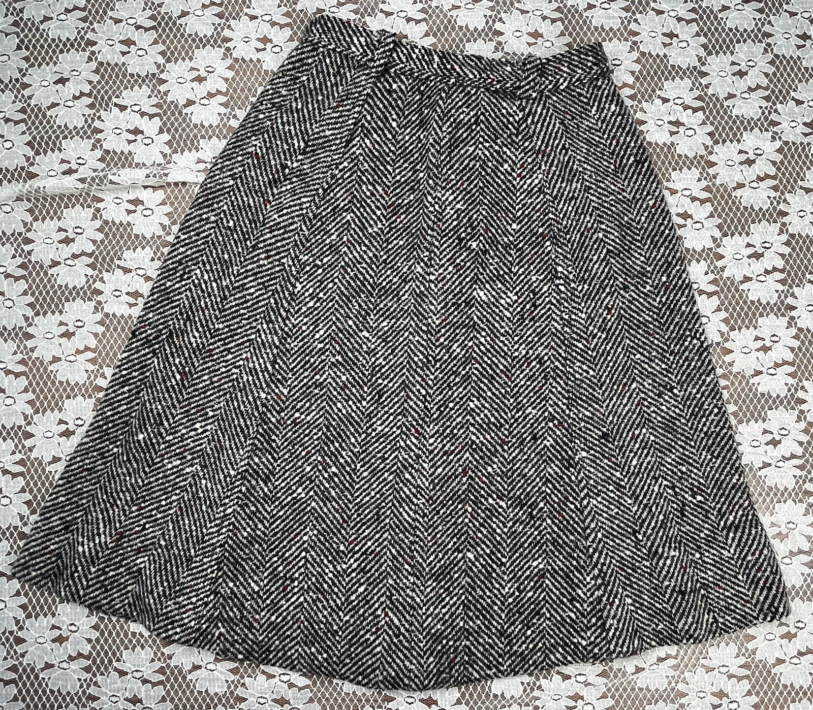 Vintage 1950s 1960s Home Sewn Textured Heavy Wool Midi Paneled Skirt