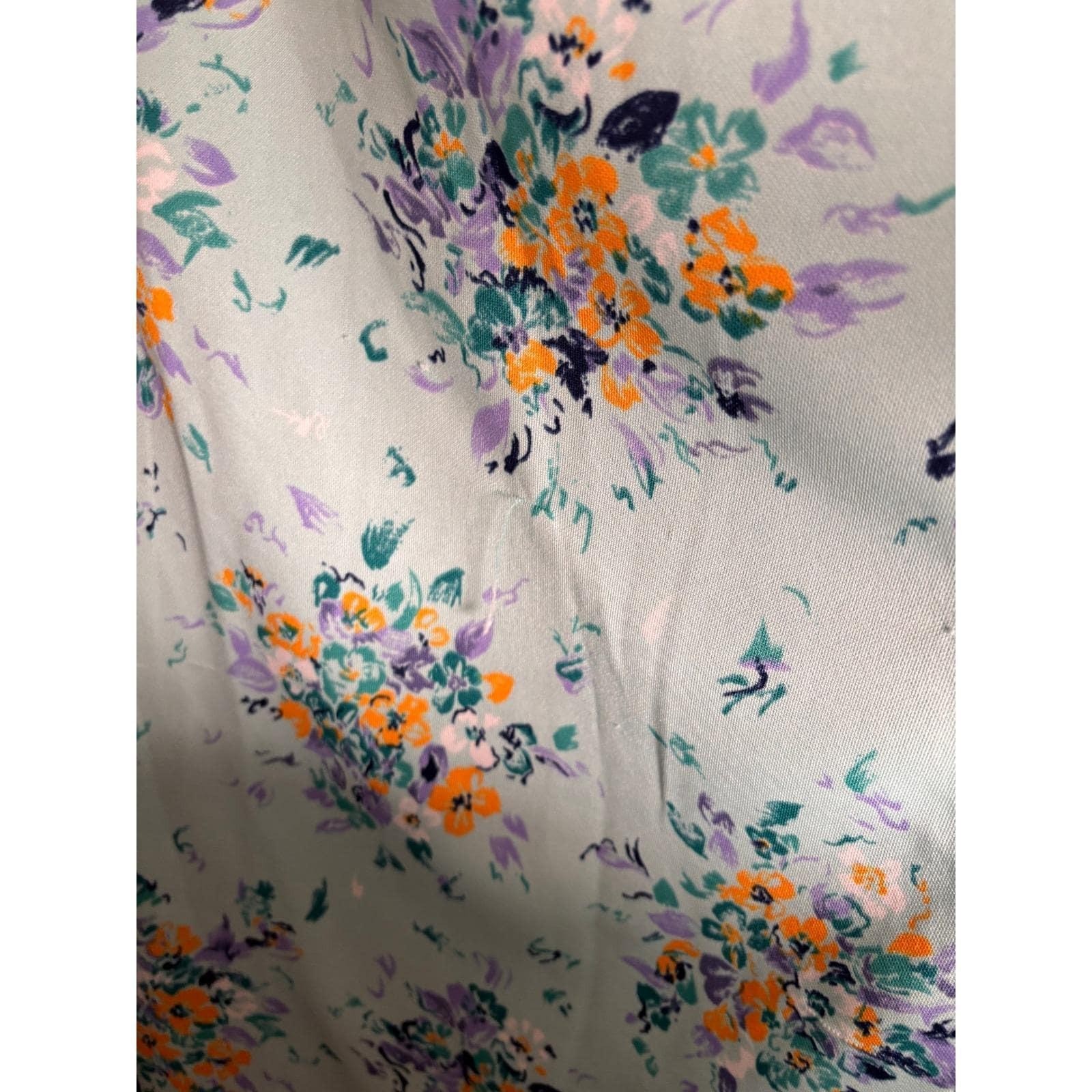Vintage 70s Floral Empire Waist Maxi Dress Mint Blue Prairie Cottagecore M