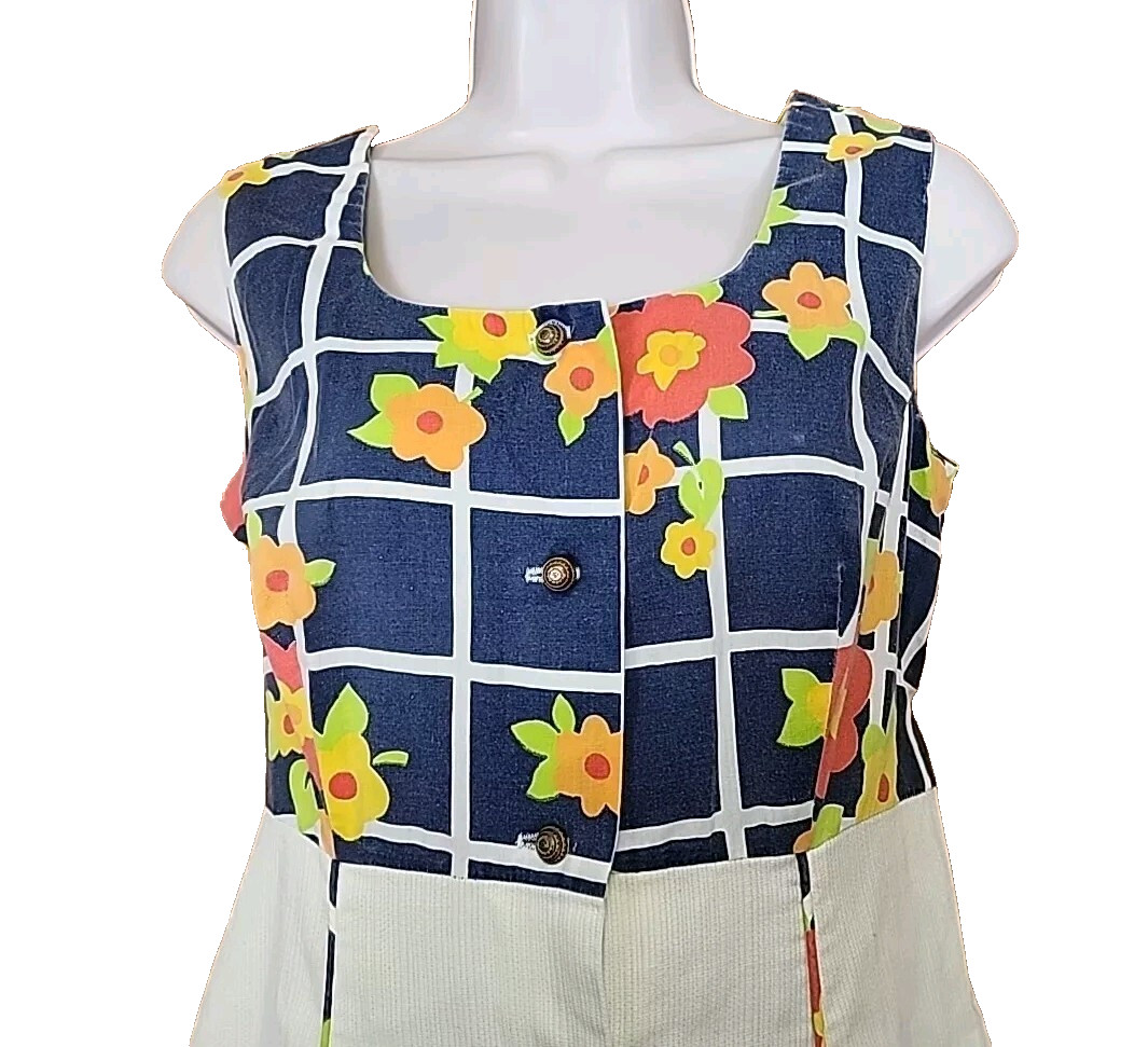 Vtg Evelyn Pearson Jr Lounging Apparel Dress S Floral Button Front Tie Waist R2