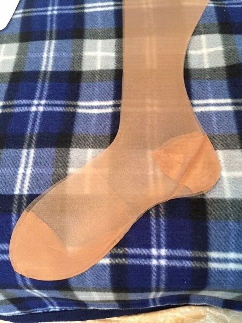 1 Pair Vintage Pedestal mesh 9 sugar beige garter stockings
