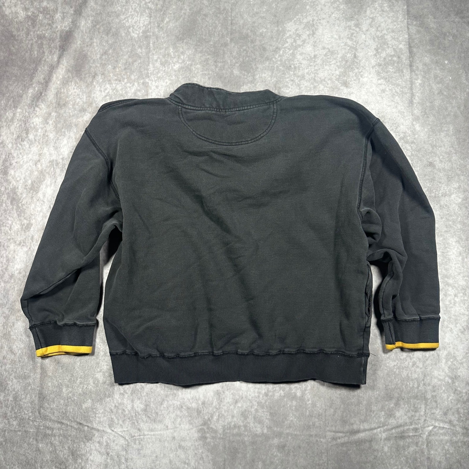 Vintage Aladdin Las Vegas Quarter Zip Sweatshirt Womens M Black Yellow Logo Y2K