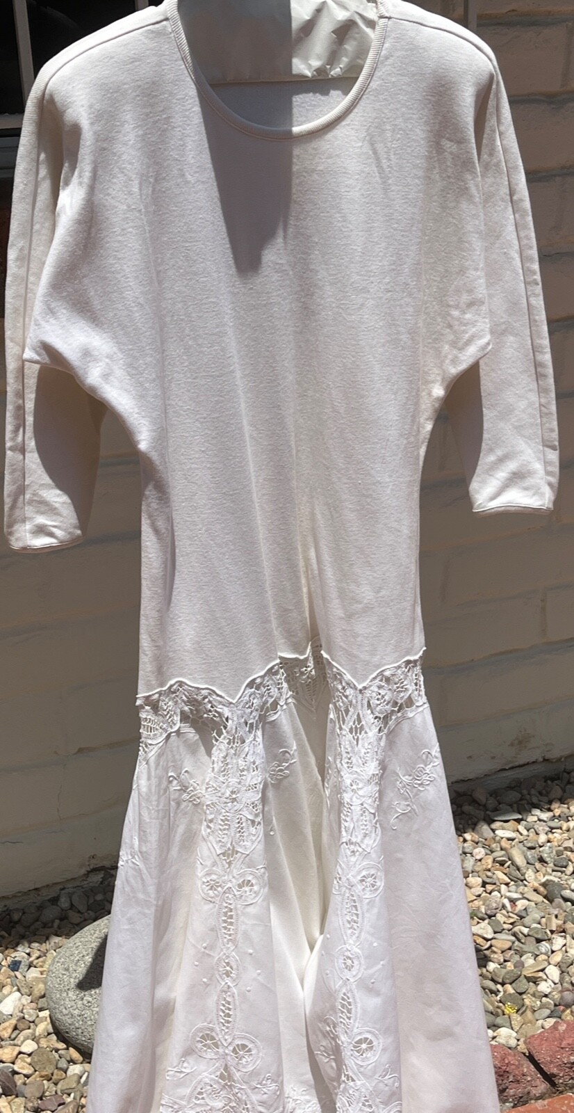 VTG 70s/80 G.Y.M. California 100% Cotton/Linen Imported Lace Ivory Maxi Dress