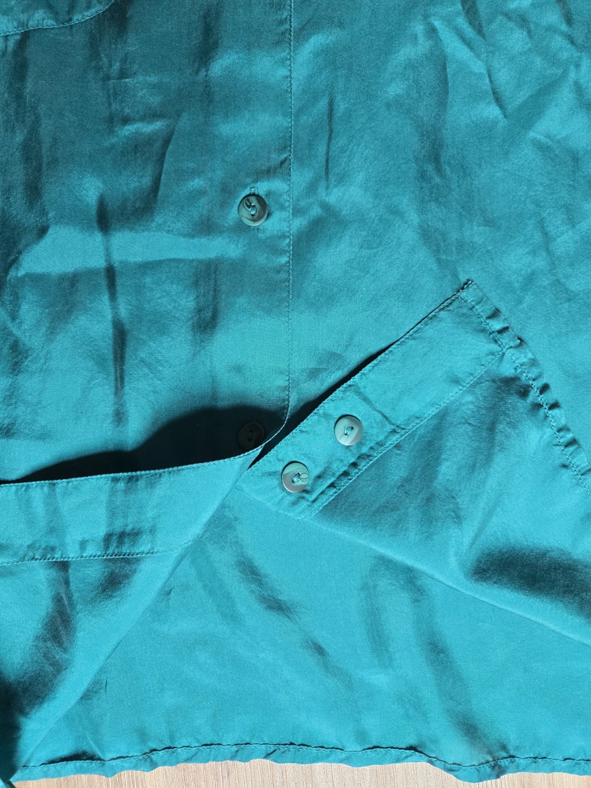 Vintave Shirt Joule Energy Teal Green/silk/sizeM/blouse/pocket/button/longsleeve