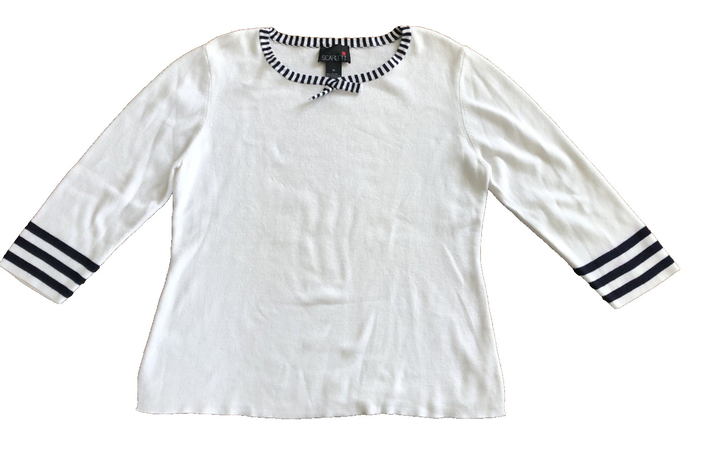 Vintage SCARLETT Blue White Sailor/Nautical Sweater SZ 14 Cottagecore Hong Kong
