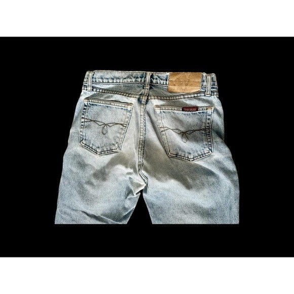 Vintage 90s Paris Blues Made in USA Light Wash Flare Jeans Worn Faded Size 5