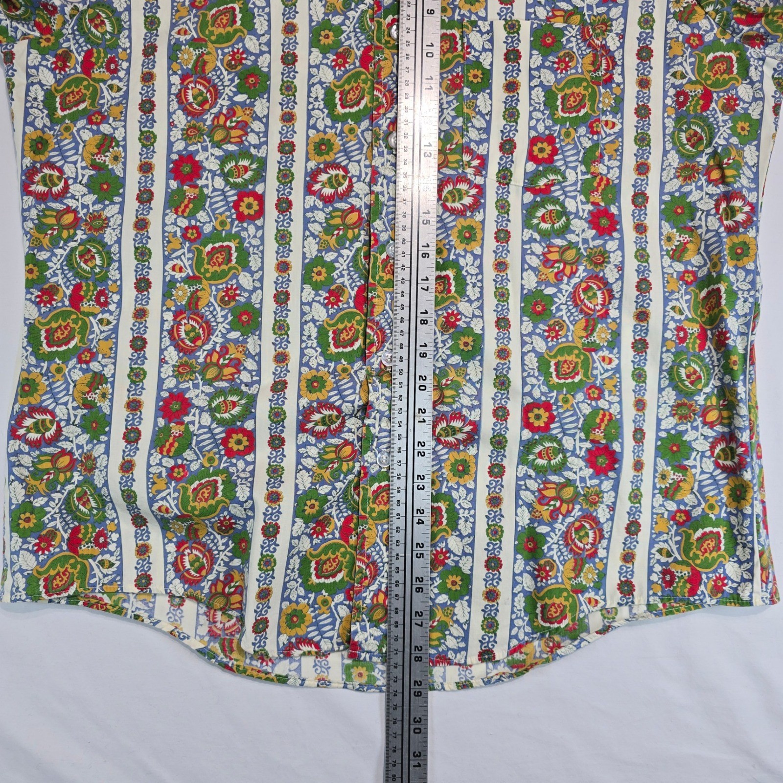 Vintage Habersham Floral Paisley Stripe Button Down Shirt 70s Psychedelic Blouse