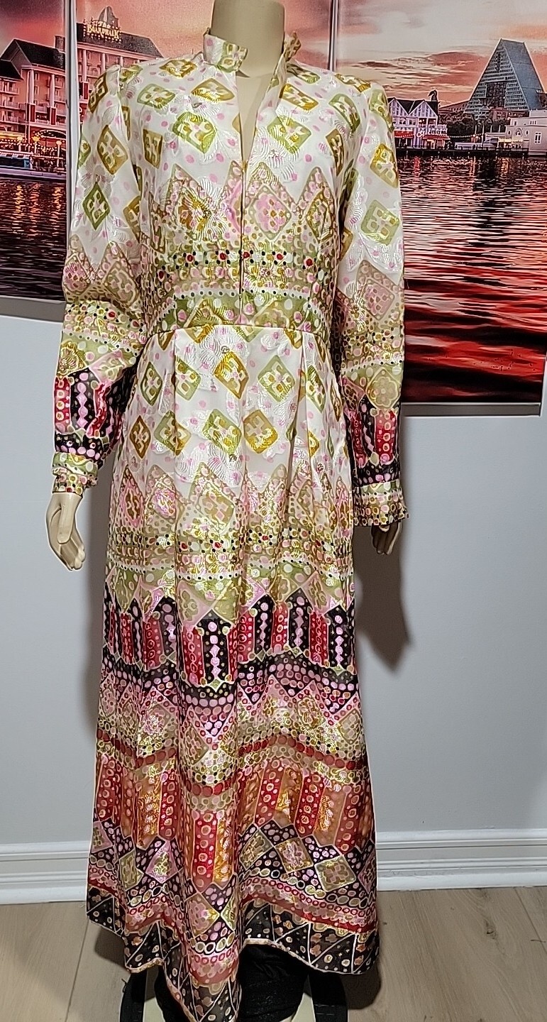 Vintage 80s Bohemian Floral Prairie Maxi Dress Size M RARE FIND #C