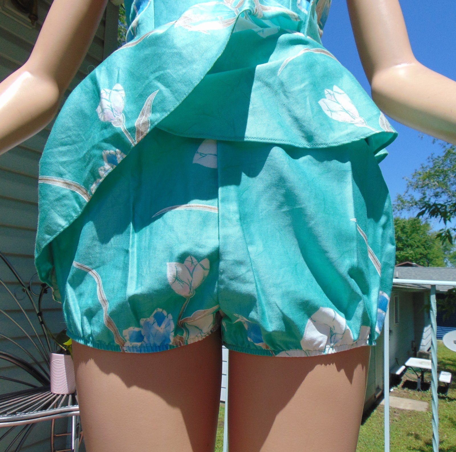 Vtg 70s Sun Fashions for Andrade Sarong Skirt Hawaiin Playsuit Romper sm