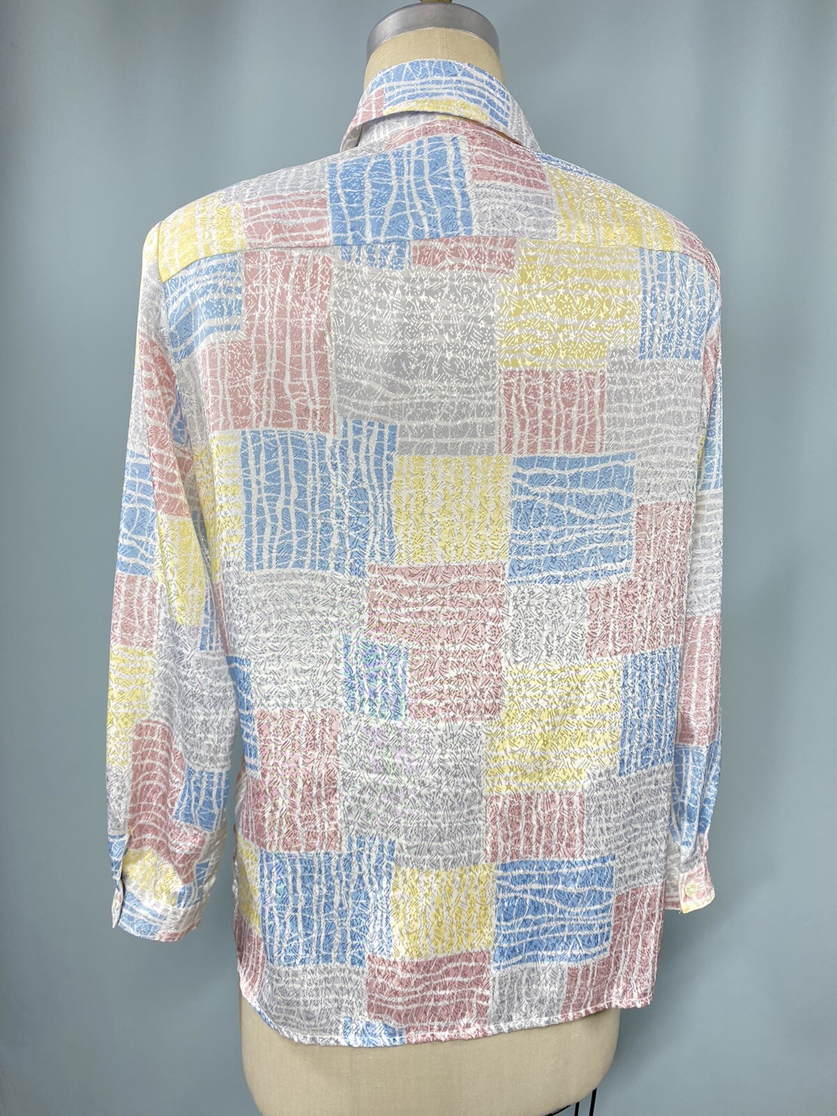 Vintage Blouse Top Women’s SIZE 10 PETITE LARGE pastel satin DA RUE 80s 90s