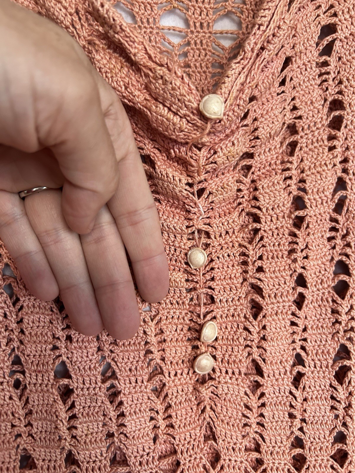 Vintage 1930s 40s Pink Crochet Dress Midi Stretch Art Deco Knit Flapper Sz M