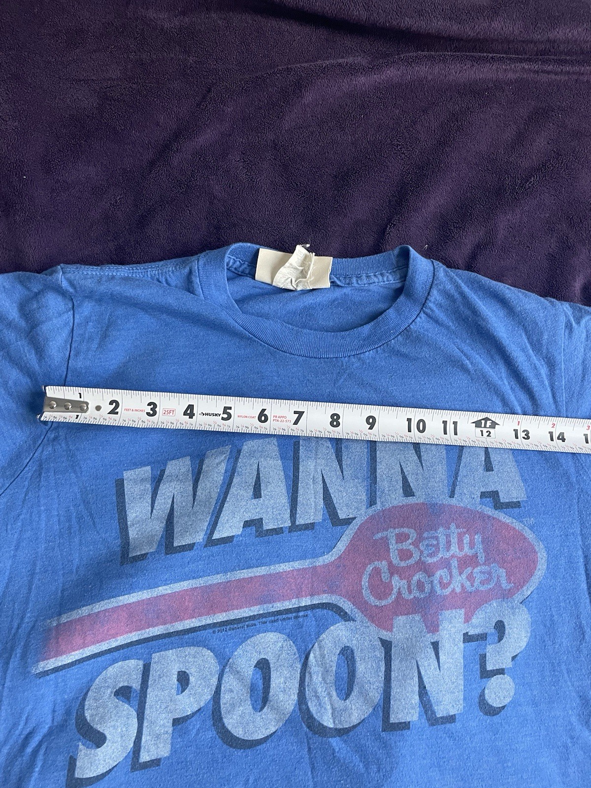 True Vintage Betty Crocker Blue Wanna Spoon Blue Graphic Tshirt Size Small