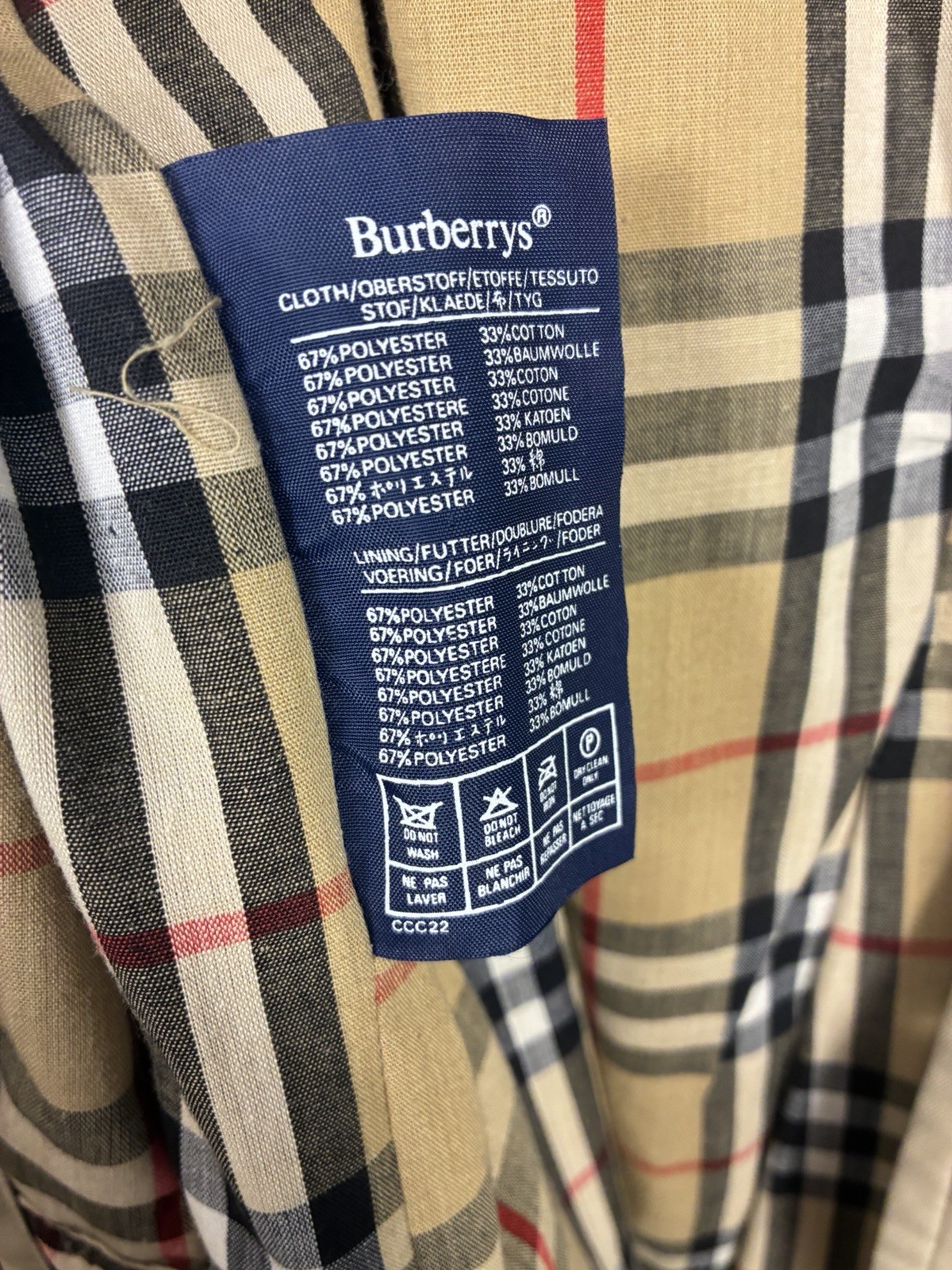 Burberry VTG Novacheck Long Trench Coat England Women Unisex M Double Breasted