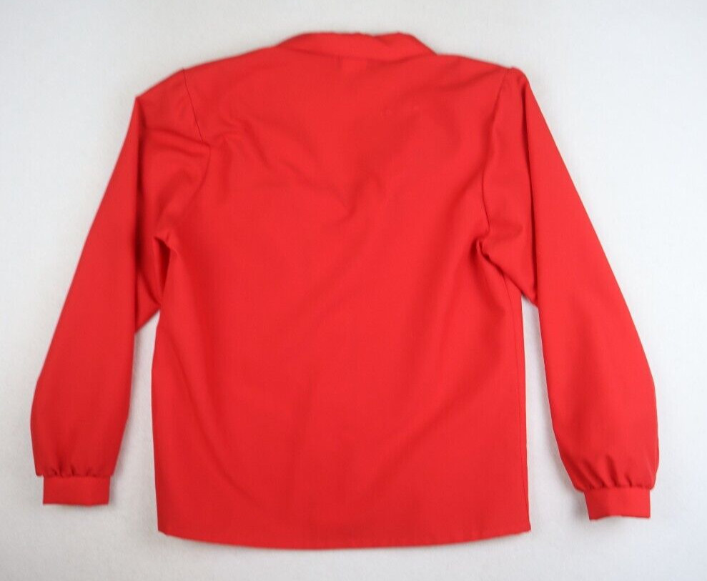 VINTAGE WOMEN’S RED LONG SLEEVE BUTTON-UP BLOUSE – LUCKY WINNER – SIZE 12