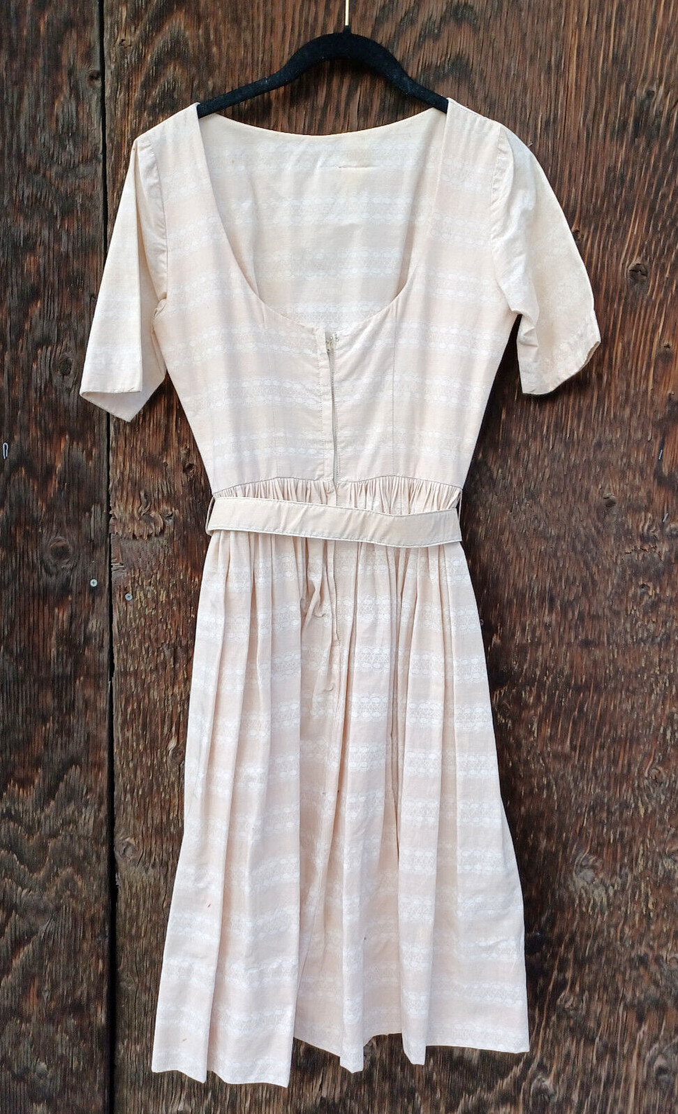 Vintage 100% Cotton Day Dress Print or Stripe, Low Back Cottagecore Applique