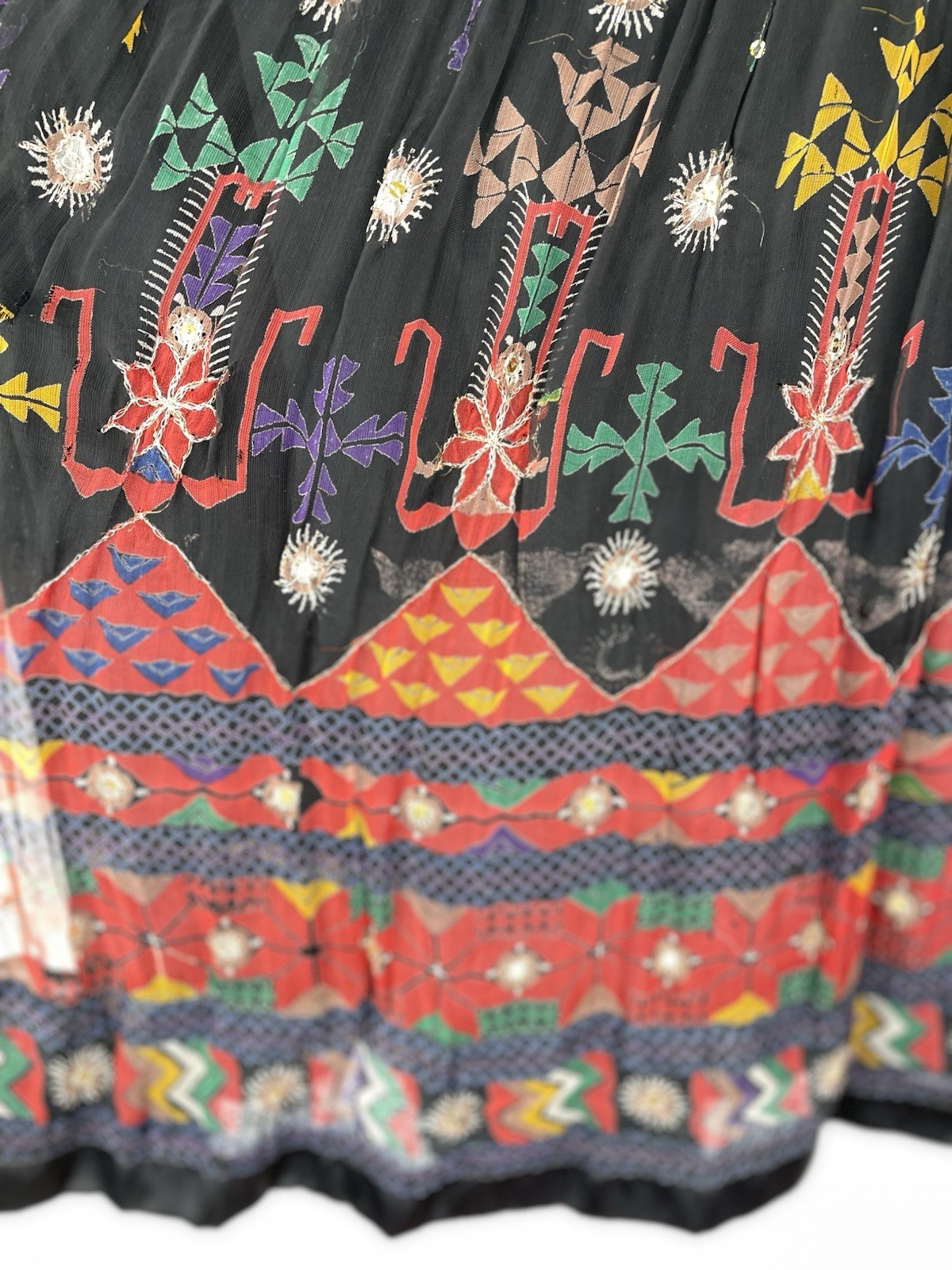 VTG 70s 80s Skirt Set Gauze Hippy Boho Festival SZ M Rayon (DAMAGED AS IS