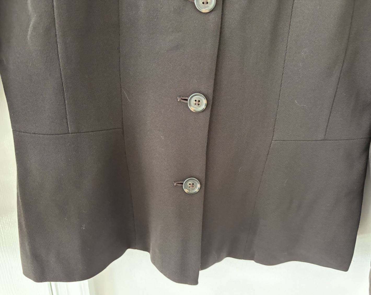 Harolds Jacket Women 8 Dark Brown Wool Blend Structured Blazer Career Wear USA