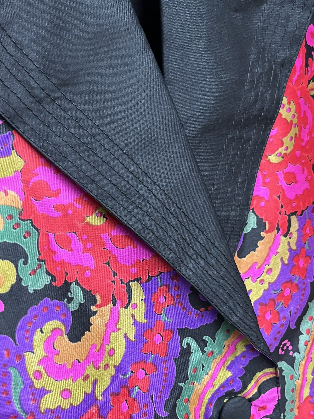 Vintage 80s Thai Silk Multicolor Paisley Womens Jacket Split Sleeve Pockets 12