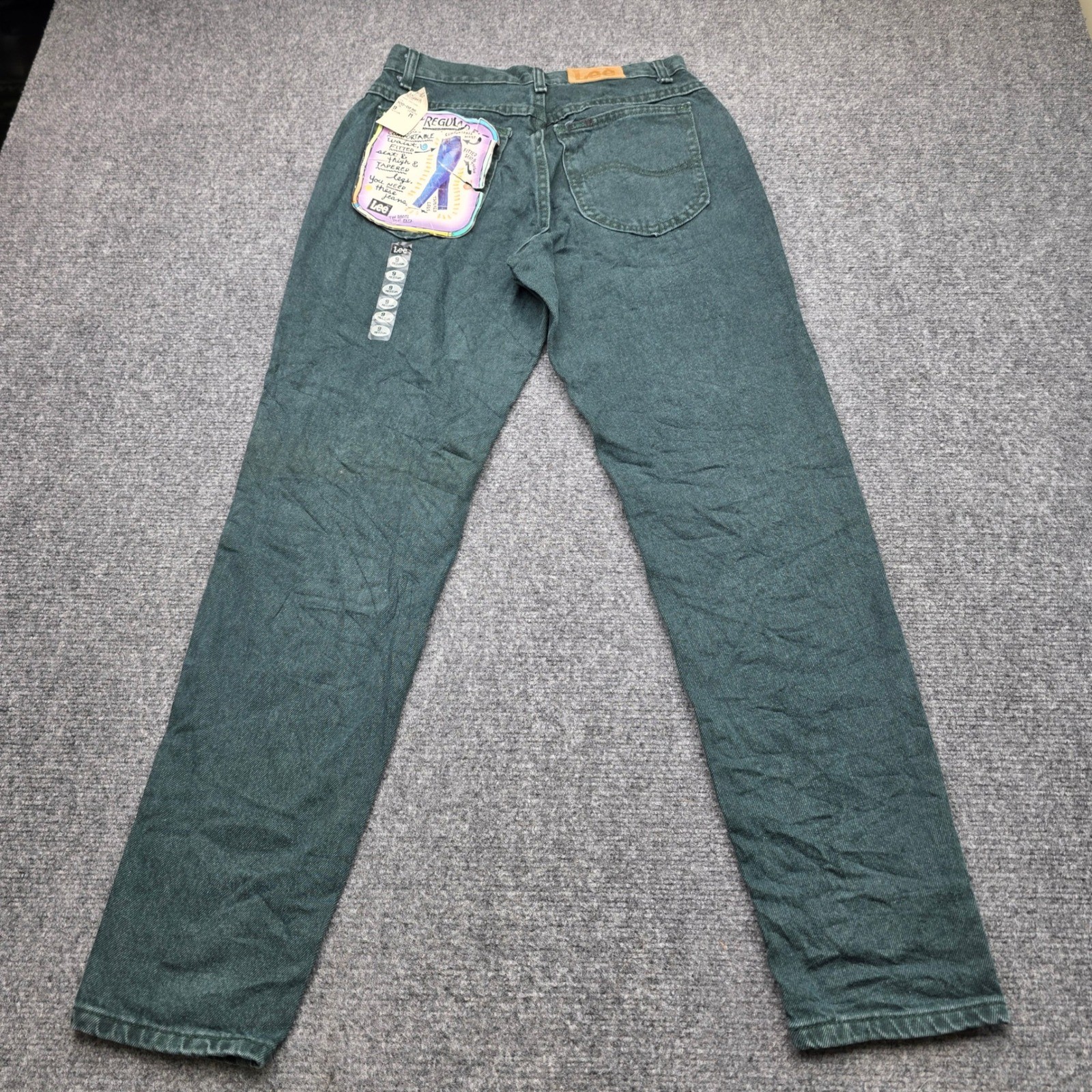 NWT Vintage Lee Jeans 9M Green Ivy Tapered Leg High Waist Mom Made in USA 80s