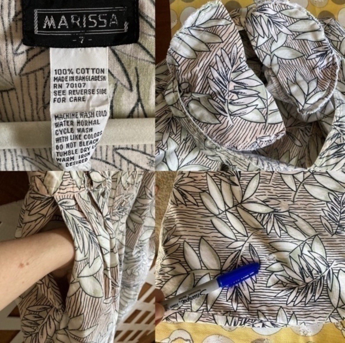 Vintage Marissa 1990s tropical leaf jumpsuit size 7