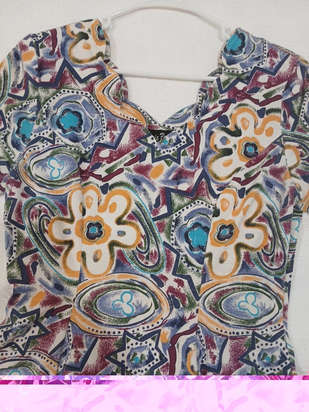 VTG Jamie Brooke Floral Fit & Flare Skater Dress Abstract Psychedelic Sz Large