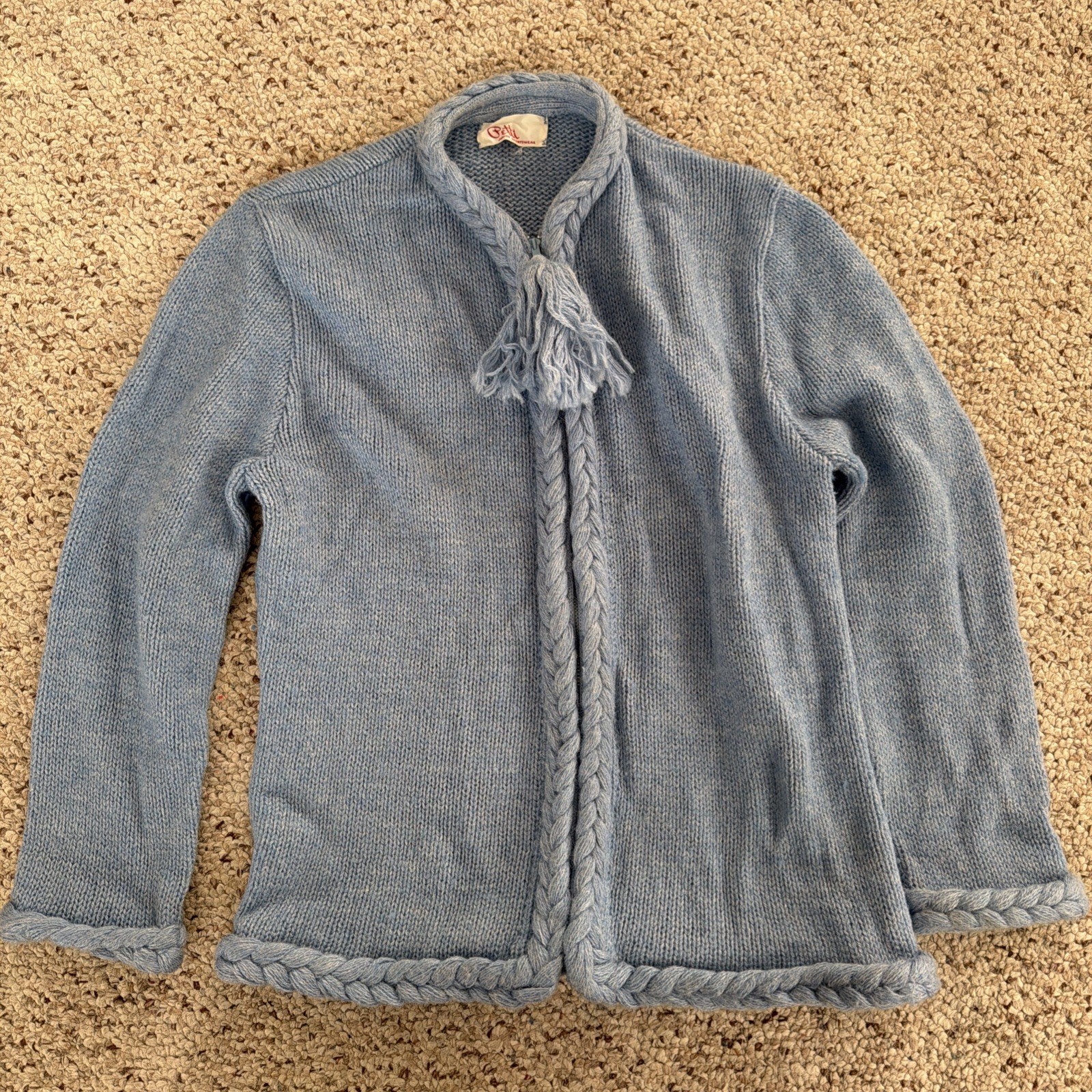 Vintage Petti Junior Sportswear Ladies Knit Light Blue Sweater Medium Large