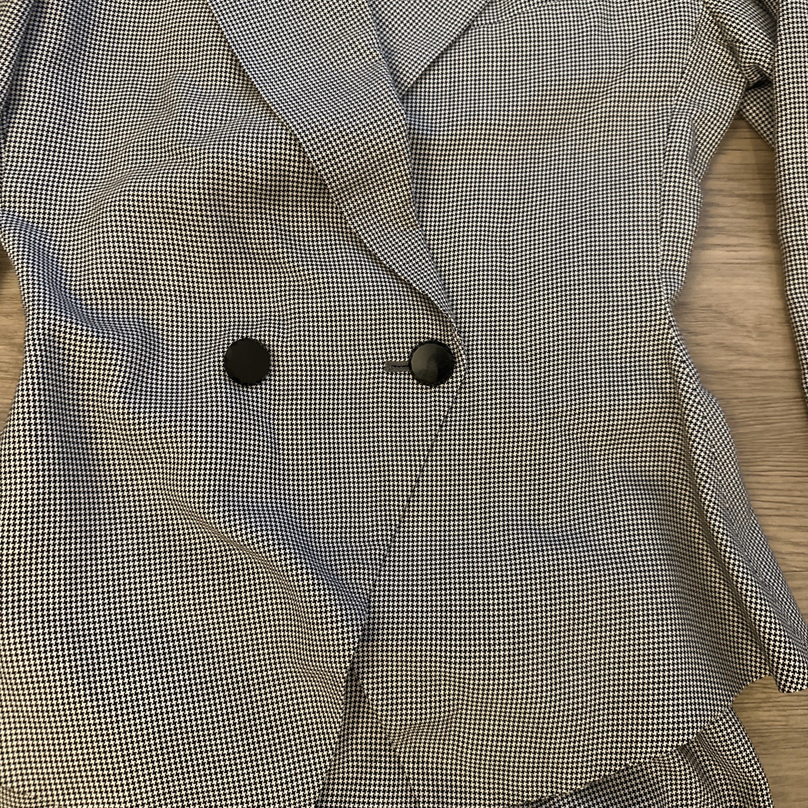 Vtg Kasper For ASL Plaid Double Breasted Blazer Skirt Set Womens Gray 8