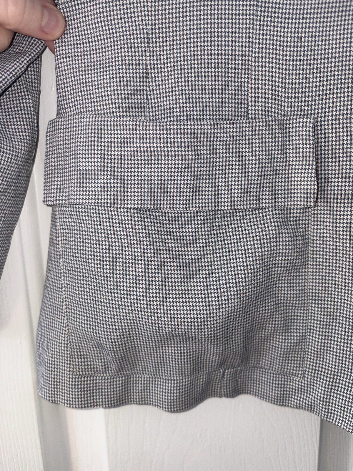 Vintage 1940s Linen Jacket Houndstooth Women’s Medium Majestic Season Maker Gray