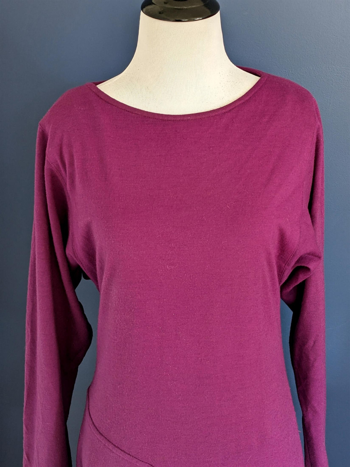 Vintage The Kollection Wool Blend Plum Dress Size 10 Long Sleeve