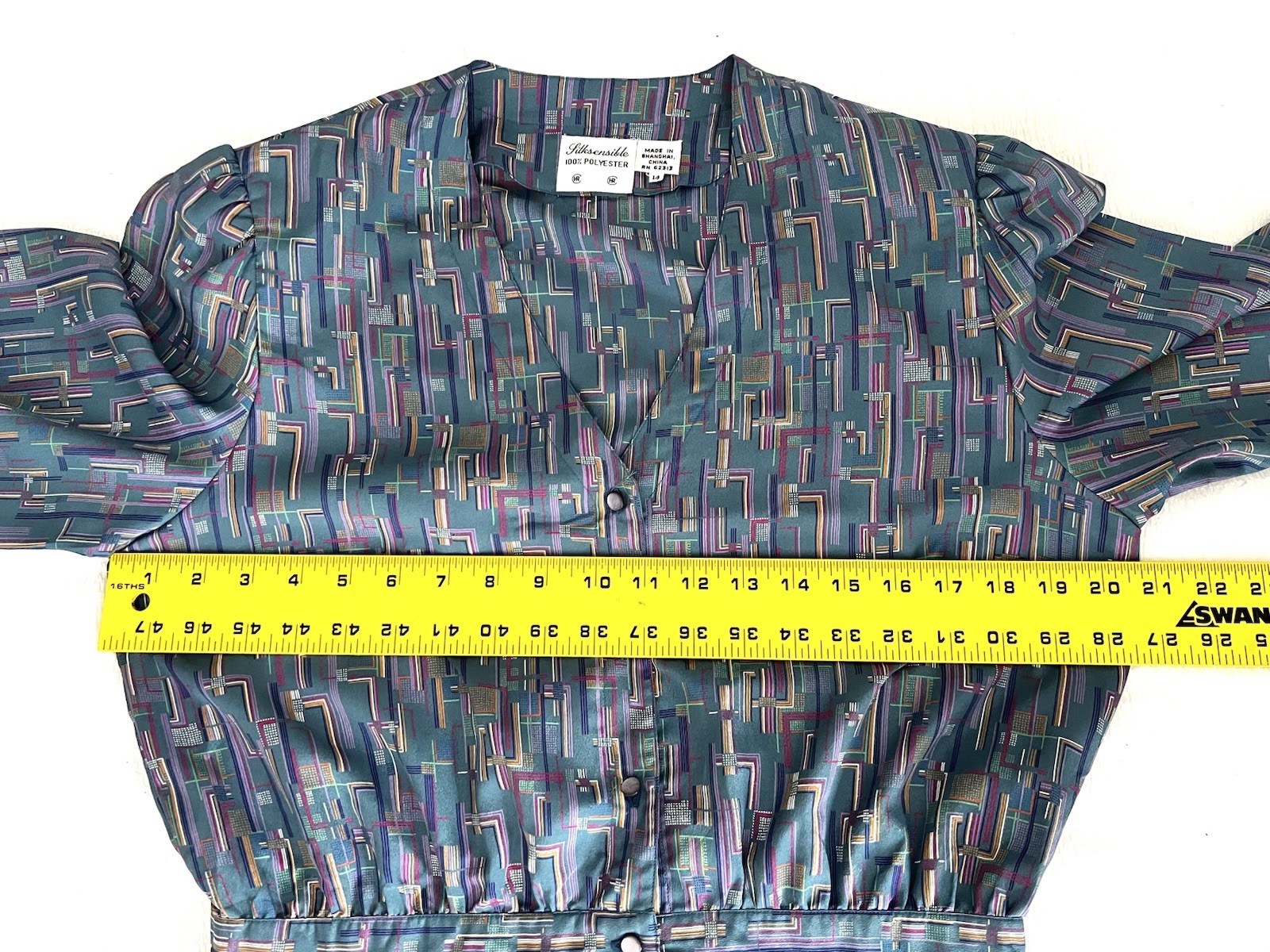 Vintage 80s Silksensible Tea Dress Size 14 Shoulder Pads Retro Cottagecore EUC