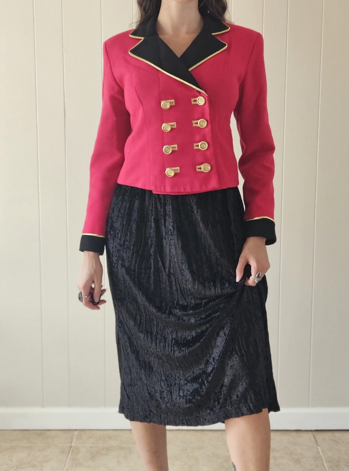 Vintage 1990s Pink Wool Crepe Double Breasted Blazer