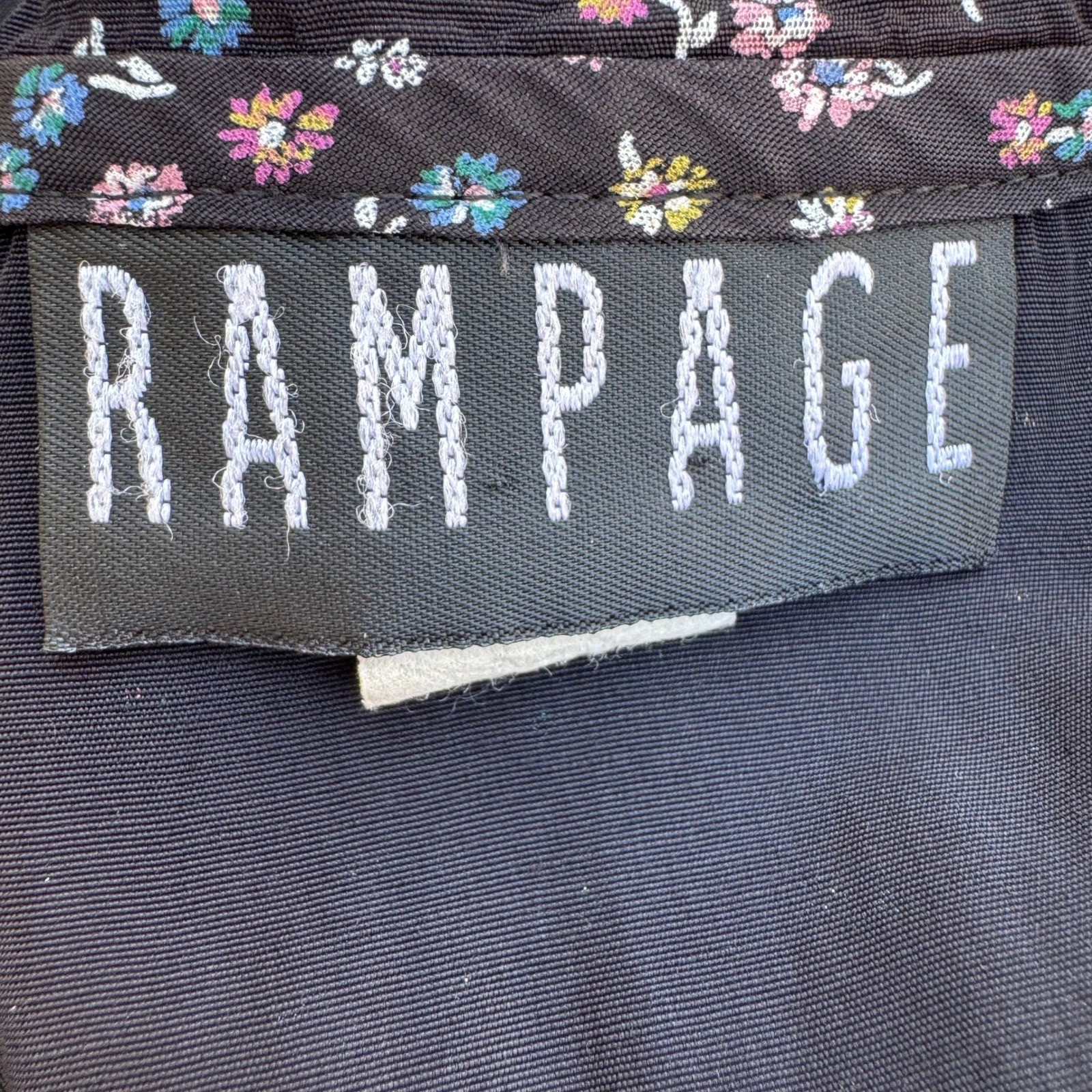 Rampage Vintage Black Ditsy Floral Drop Waist Mini Dress 90s Goth Grunge Size 11