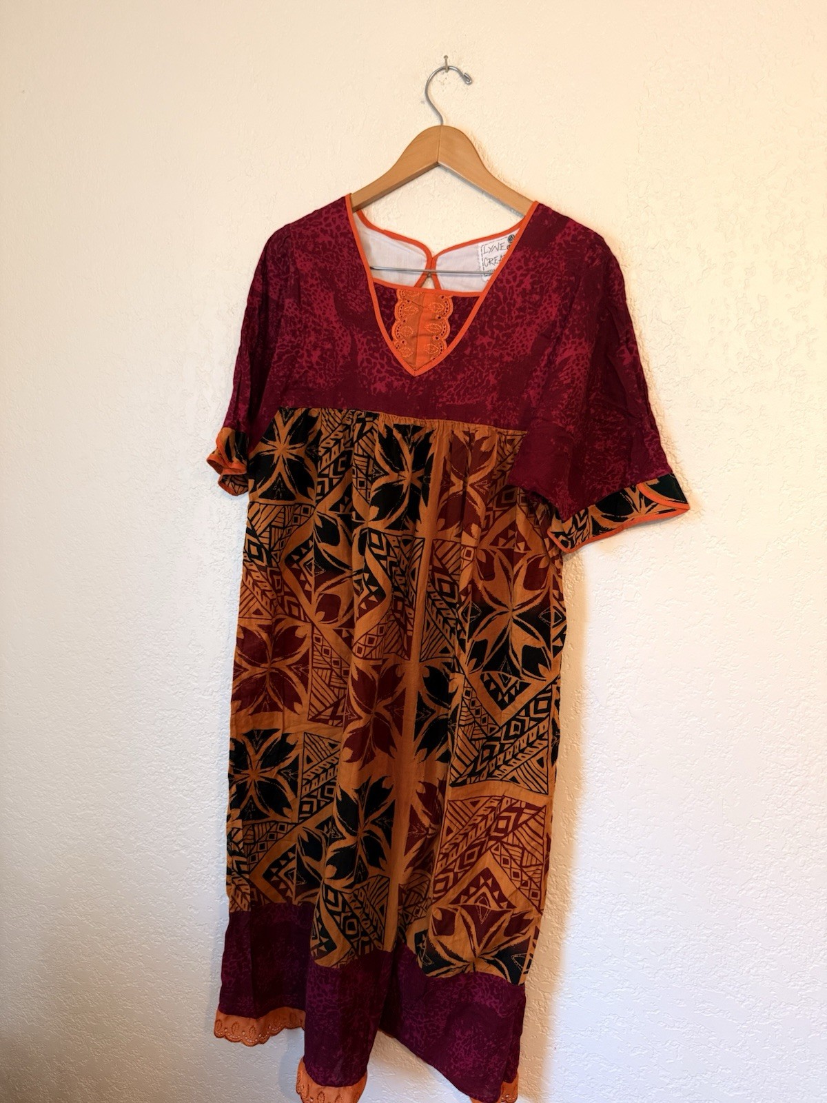Lyne Creations Vintage Robe Mission Mother Hubbard Cotton Dress New Caledonia S