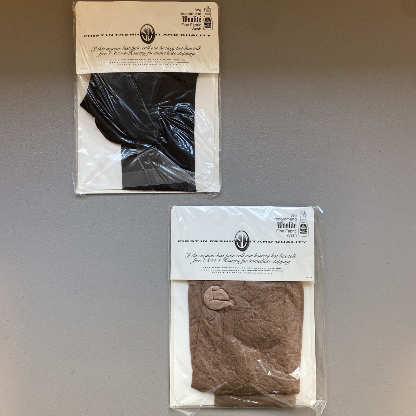 Vtg 1970S SHEER DELIGHT EXQUISITE PANTY HOSE Jet Black & Suntone 2 Pair NOS SZ 2