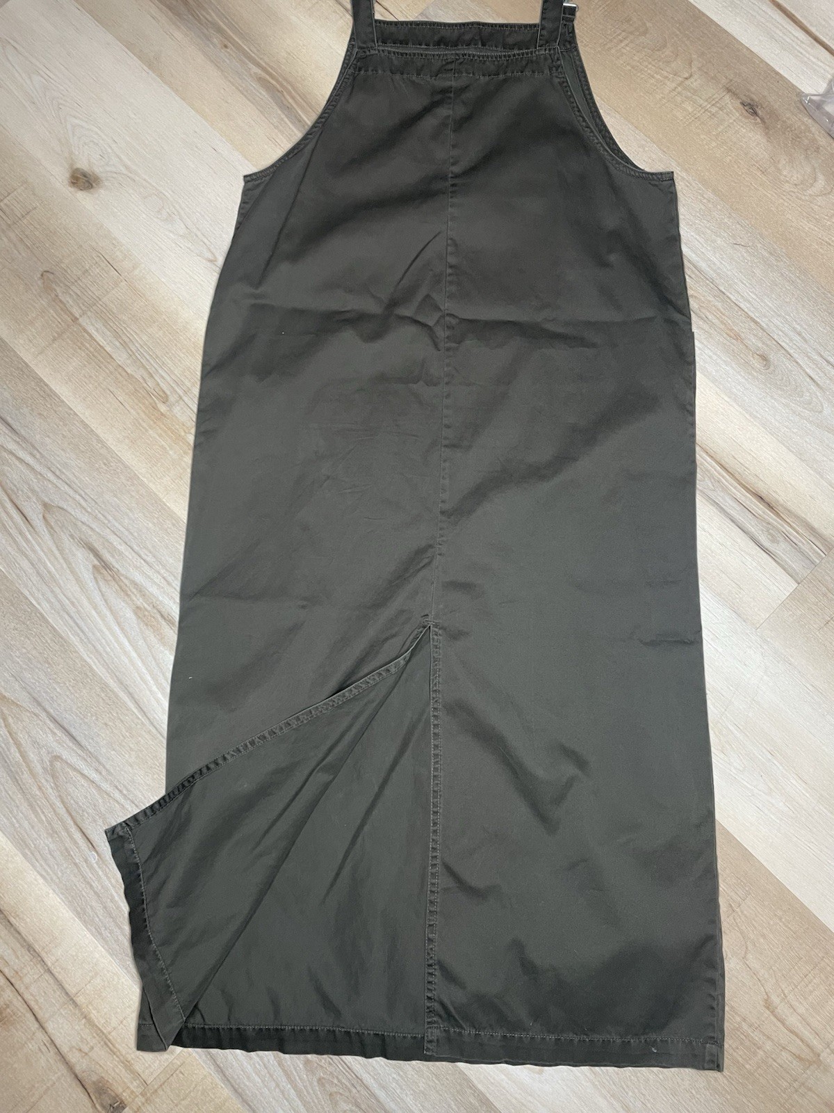 Vintage Chico’s Utility Jumper Dress Olive Green Pinafore Workwear Size 2
