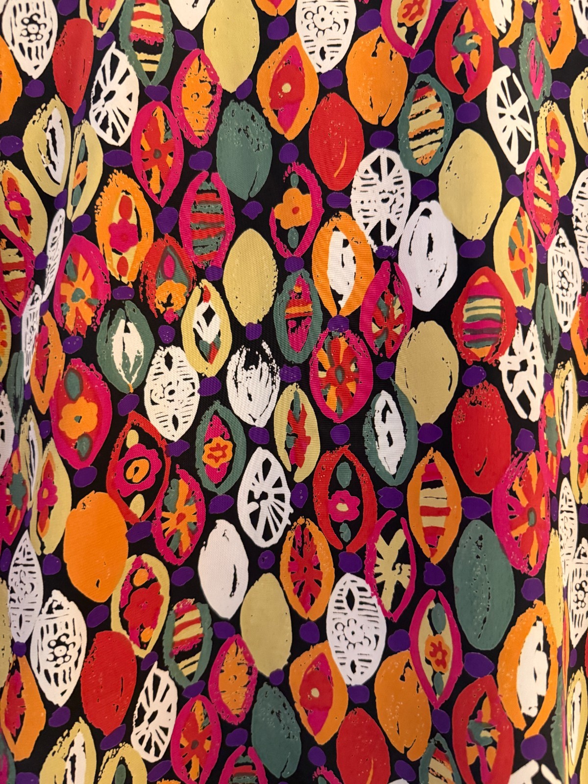 Vintage Marlis Bright Fruit Novelty Print Deep V Neck Blouse XL