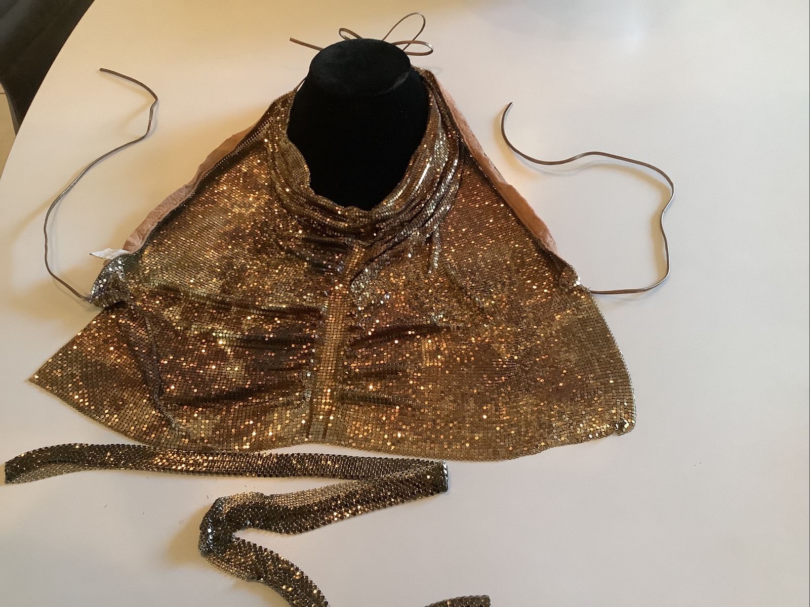 Whiting &Davis Rare Mesh Chainmail Leopard Print Halter Top WOW
