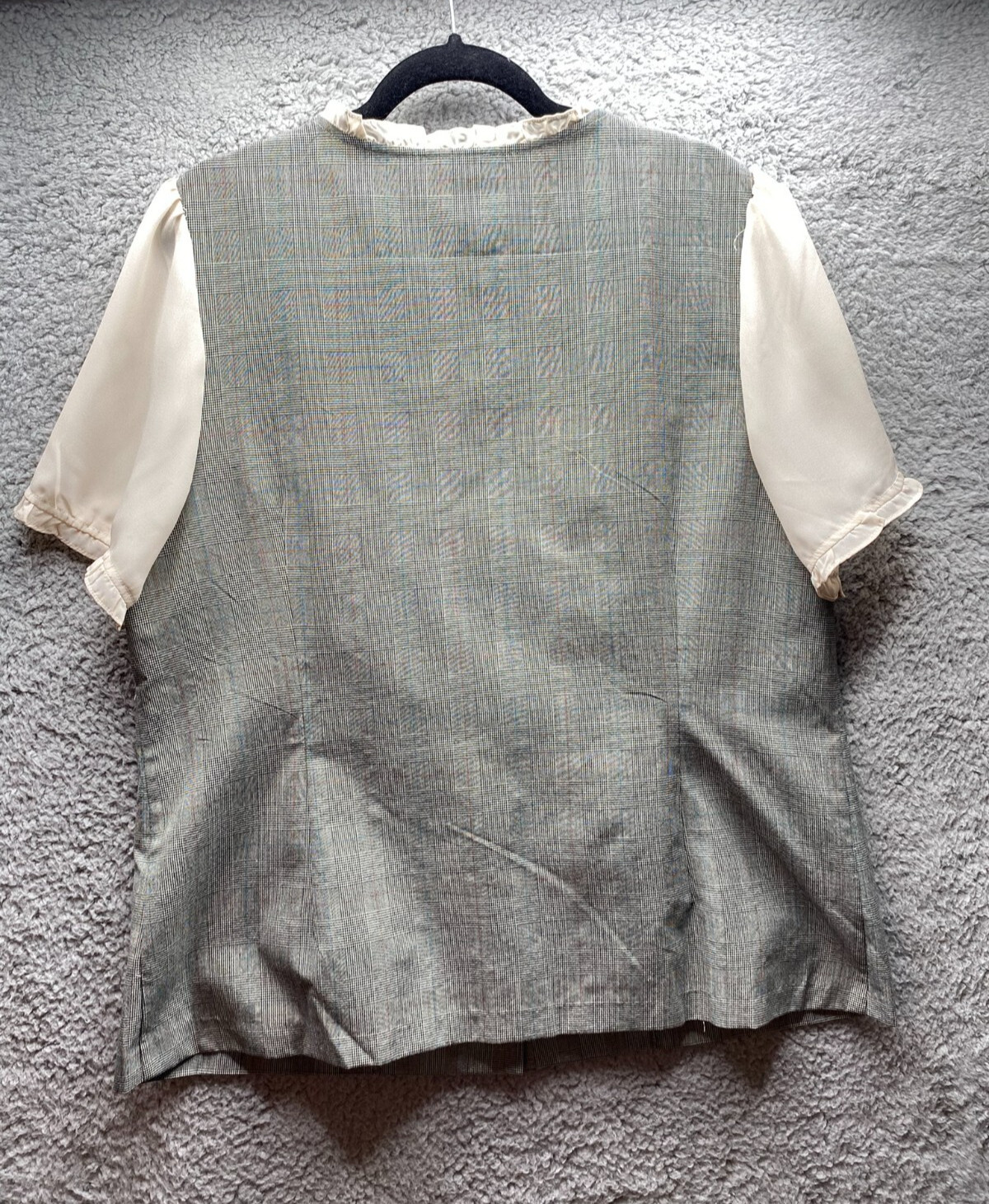 Vintage Chelsea Studio Women’s Size 18W Button Up Blouse Shirt Jacket Cream Grey