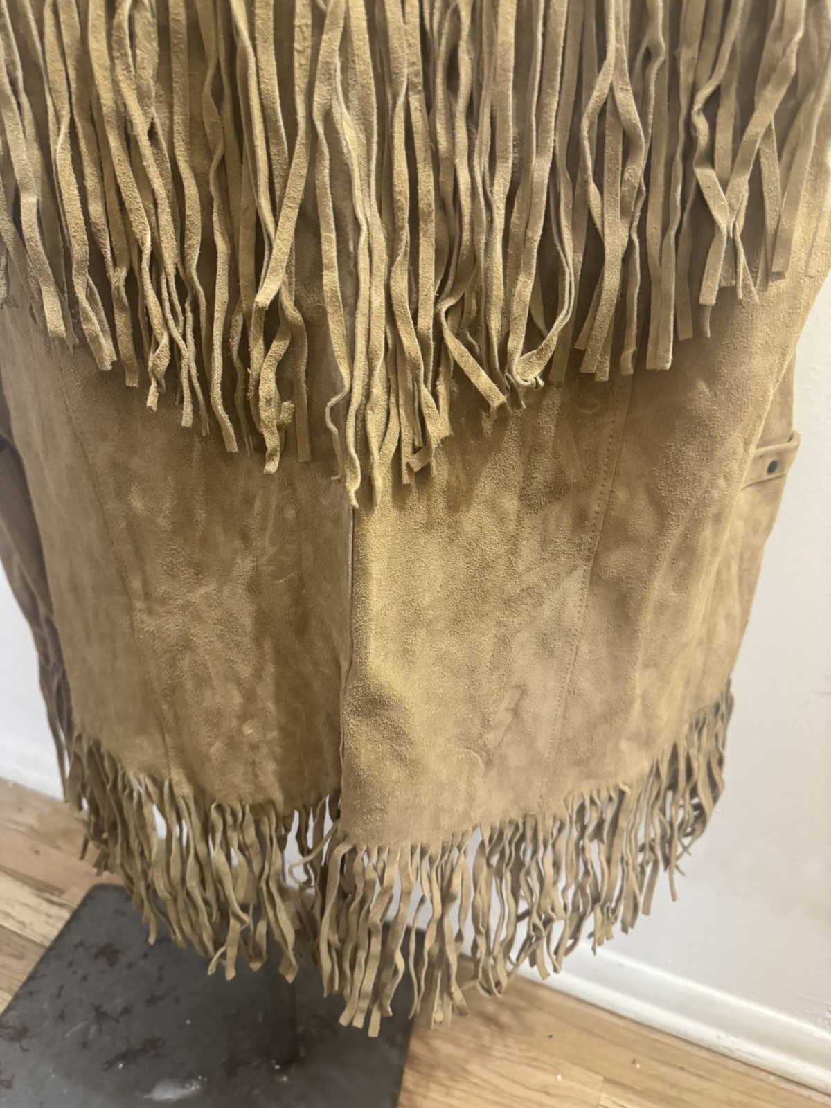 Vintage Gallaghers Suede Fringe Vest Western Leather Tan Size L