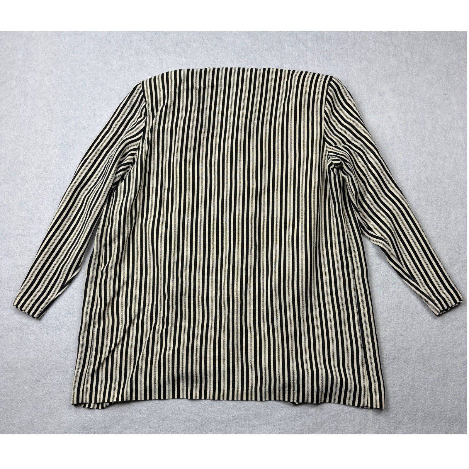 Ms. Basia California Vintage Striped Jacket & Vest 2 Piece Set Black White Sz 14