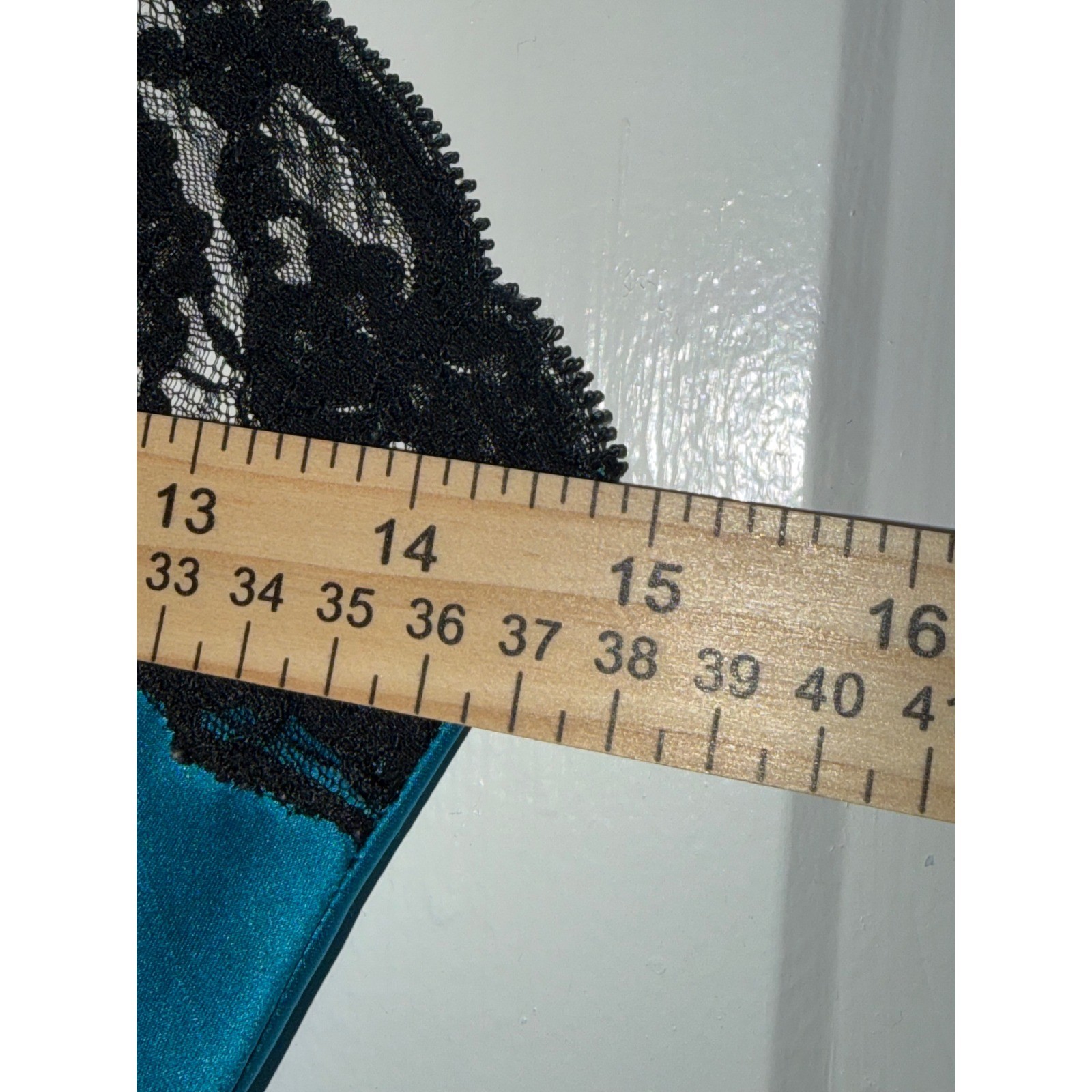 Vintage Victoria’s Secret Blue Satin Lace Trim Slip Dress Size P 90s Nighty