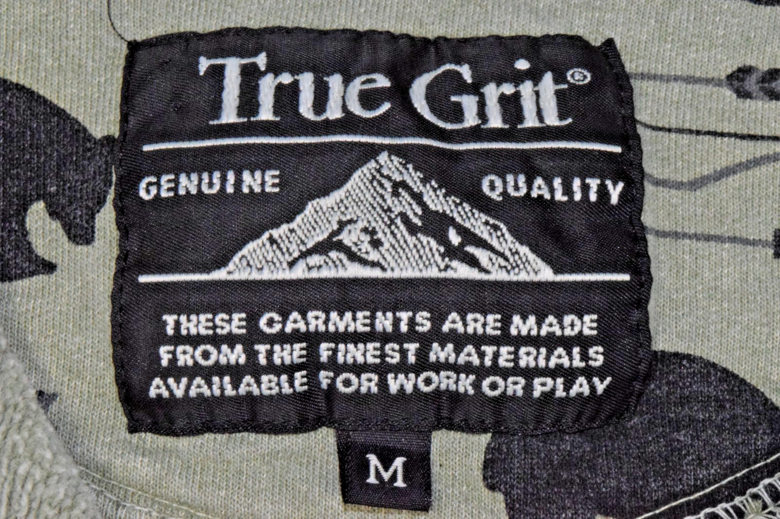 Vintage True Grit Shirt Jacket Size M 90s Sage Green Bear and Arrow Made USA
