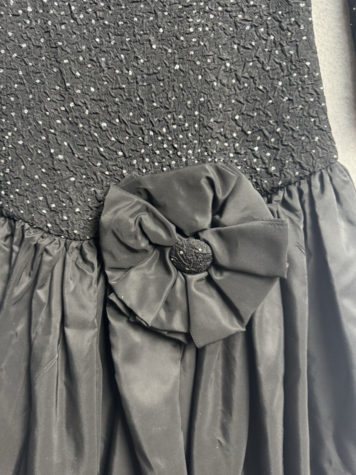 VTG 80s Ted Lapidus Paris Off Shoulder Beaded Dress Gown Sz 8 Black Formal