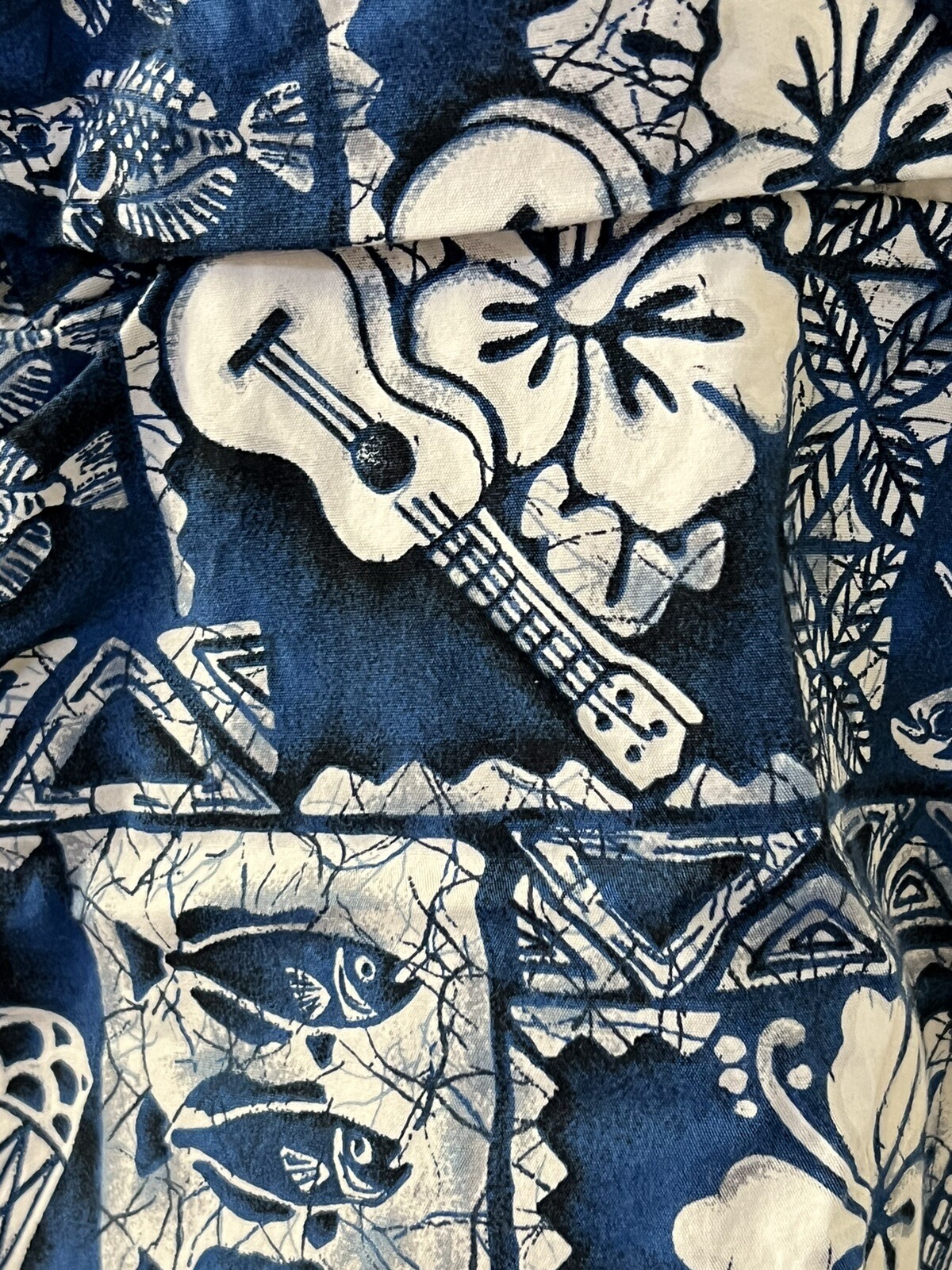 Vintage Hawaii dress blue white hibiscus flower Hilo Hattie Original size S