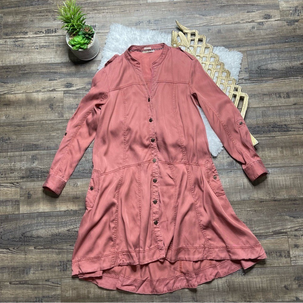 Anthropologie Holding Horses Mauve Button Down Dress (oversized) Women’s Size 2
