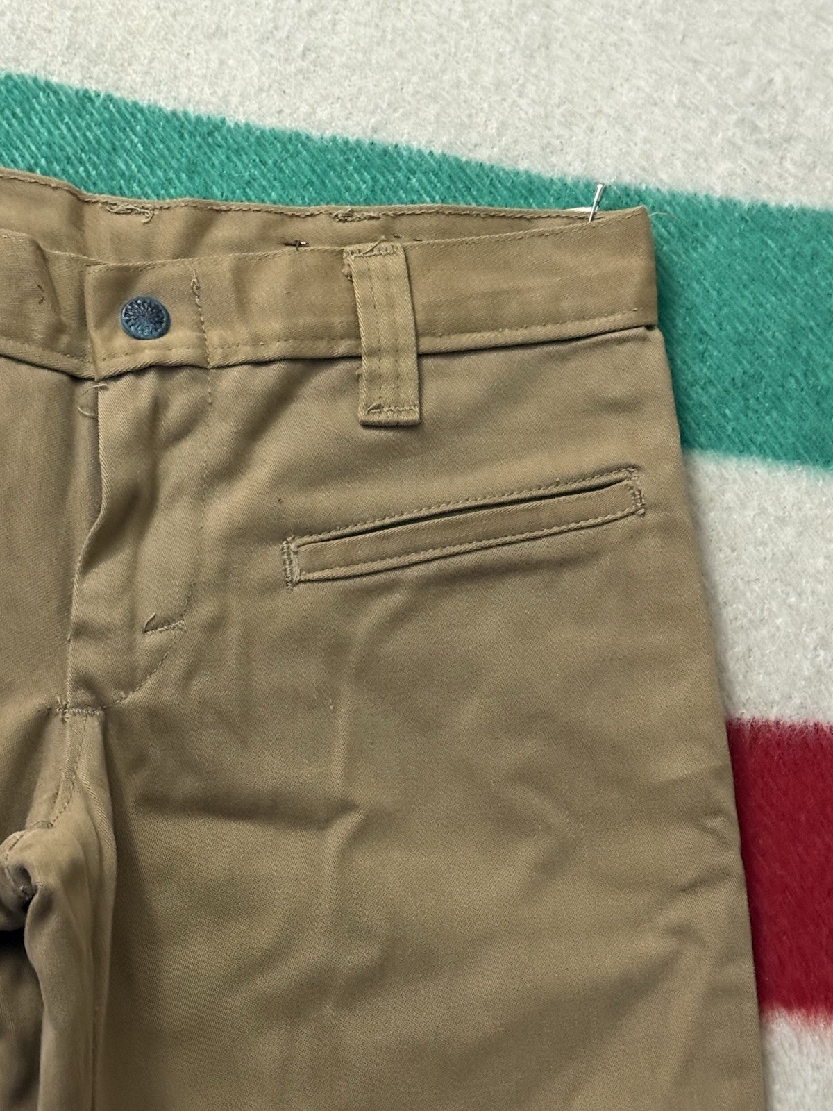 Vintage 1970s 70s UFO Beige Khaki Flare Bell Bottom Pants Jeans 26/27×32” Hippie