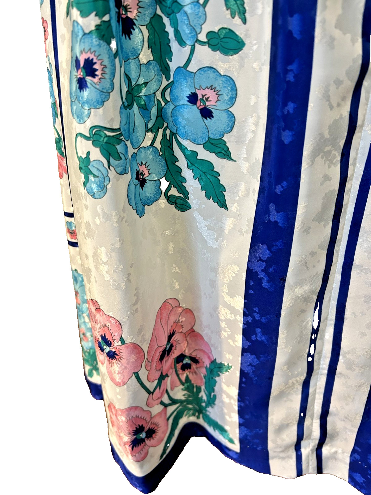 Silky Garden Pansy Print Calif Designs Dorothy Samuel 1980s does 40s Dress M