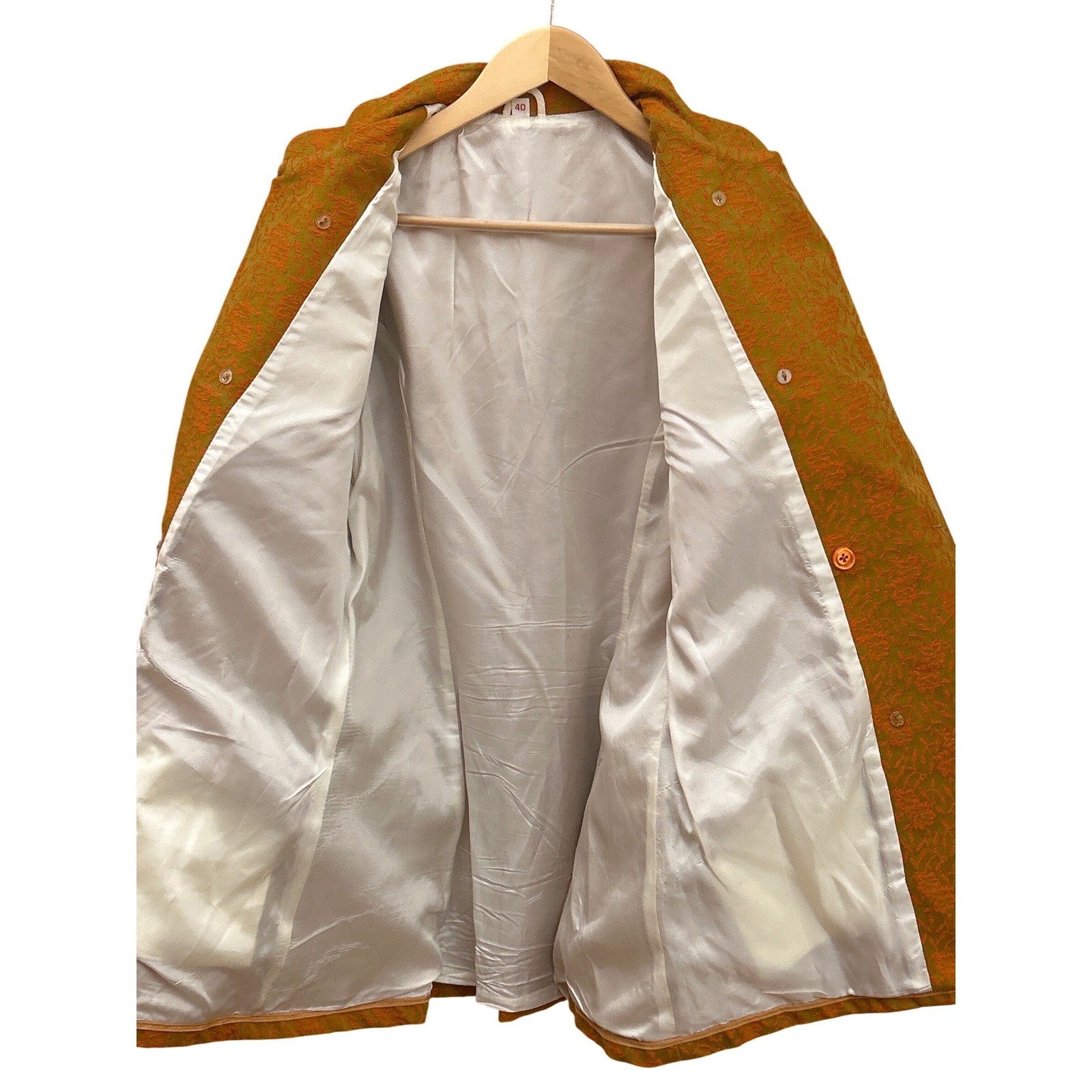 Vintage Gold Brocade Mandarin Collar Jacket Asian Inspired Mod Boho Retro