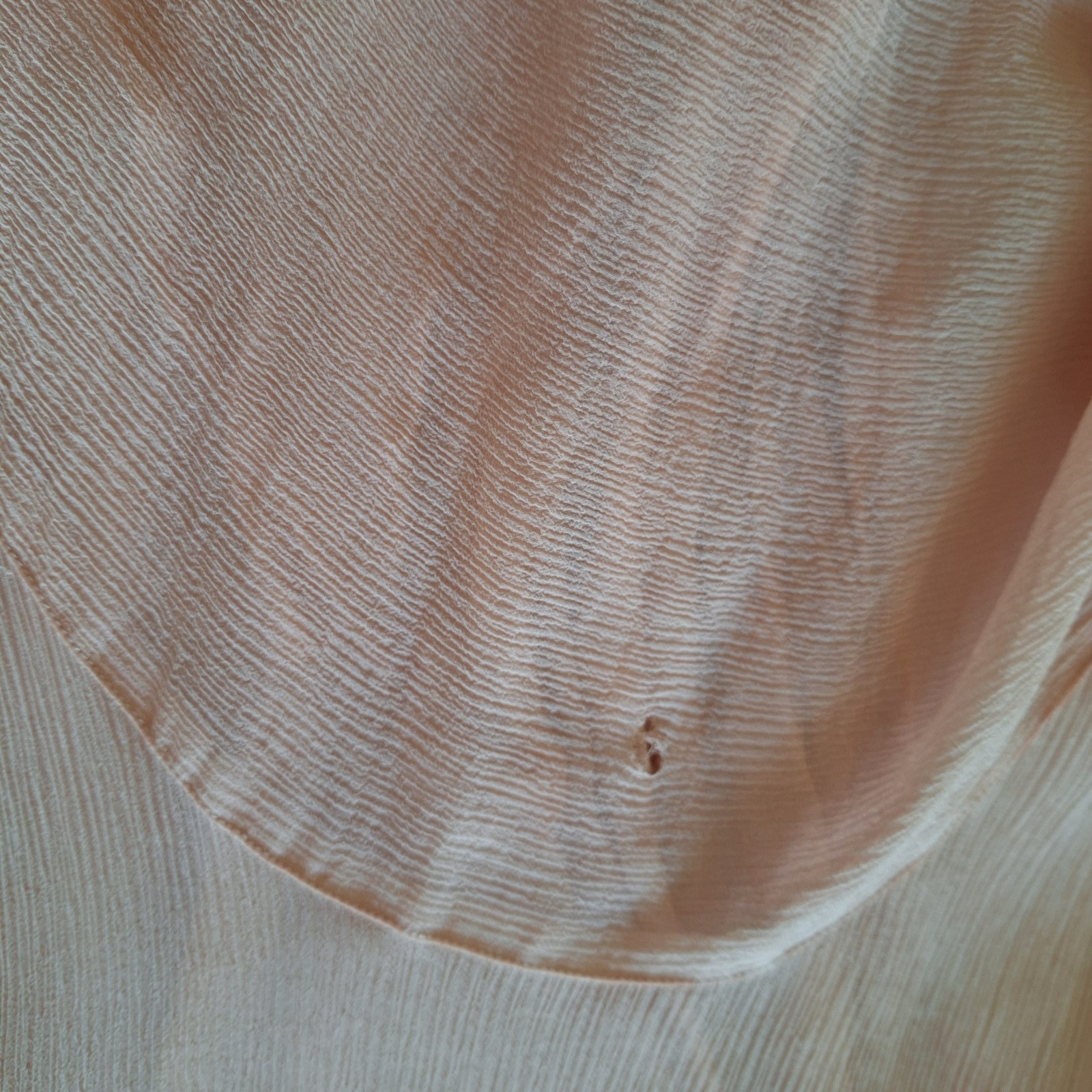 Antique 1930s Peach Chiffon Dress Rosette Trim Flutter Sleeve AS IS Art Deco