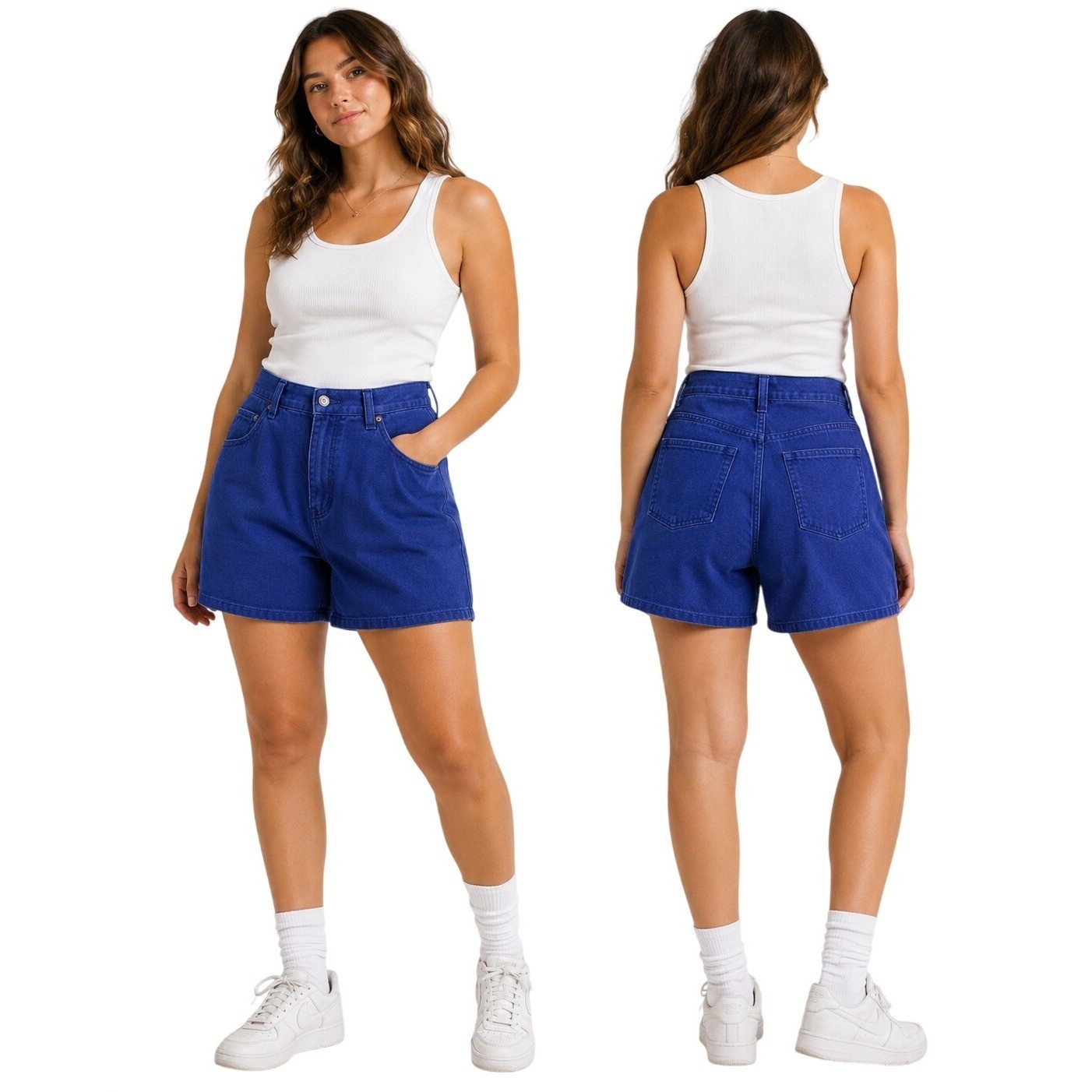 Vintage Limited Express Women’s Shorts 80s High Rise Bright Blue Textured Sz 6
