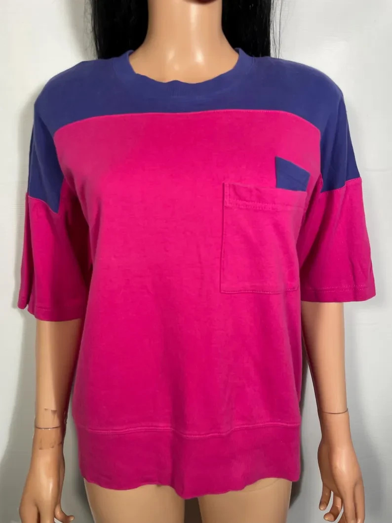 Vintage 1980s Jewel Tone All Cotton Color Block Tshirt Size M
